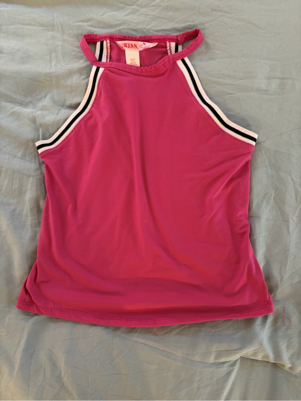 Y2K Kiss Pink Halter Tank Top - Bright Pink
